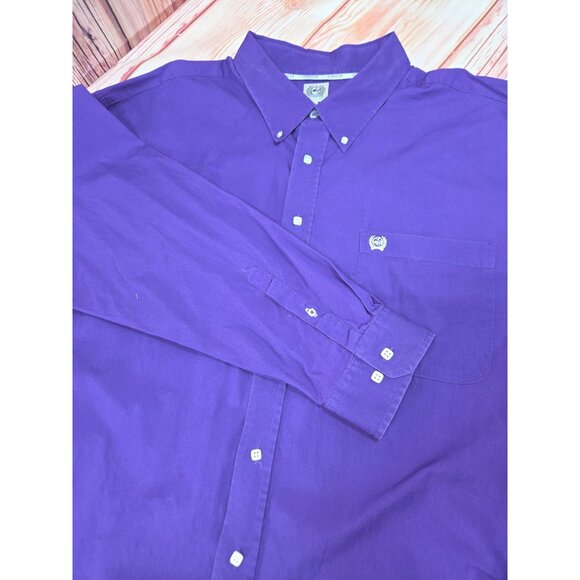 Cinch Mens Purple Button-Down Long Sleeve Shirt 3XL - Picture 4 of 8